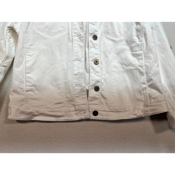 Calvin Klein Jeans Womens denim Jacket Medium White Button Front Embroidered - Picture 5 of 12